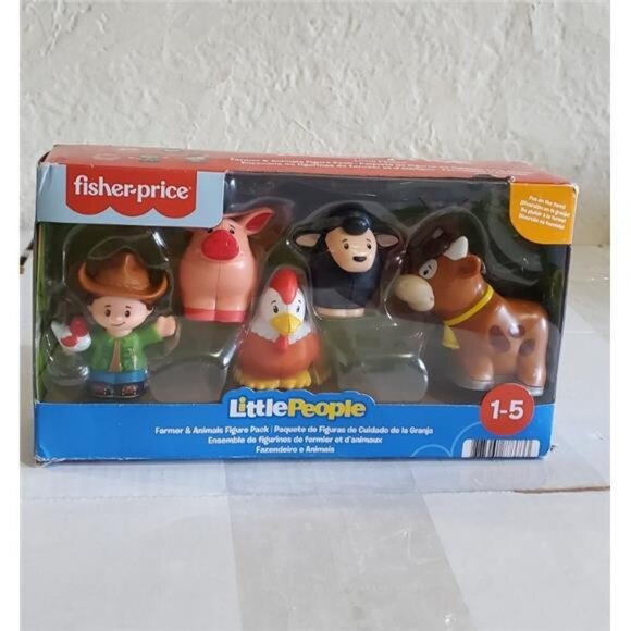 Fisher-Price Little People Farmer & Animals Figure Pack – Cow Pig Chicken Sheep - Picture 1 of 5